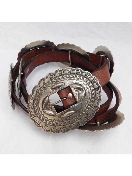 Ralph Lauren Accessories - Vintage Ralph Lauren Brown Leather Belt with Silver Conchos